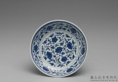 图片[3]-Dish with Indian lotus scrolls in underglaze blue, Qing dynasty, Qianlong reign (1736-1795)-China Archive